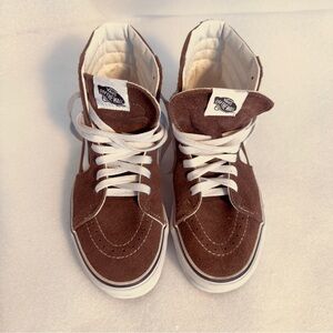 Unisex Vans Brown and White High-Top Sneakers men's size 7 women's size 8.5